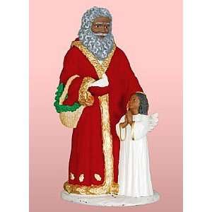   With Angel   African American Santa Claus Figurines