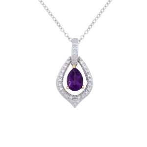   Plated Sterling Silver Genuine African Amethyst Pendant, 18 Jewelry