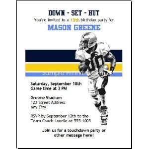   Chargers Colored Football Birthday Party Invitation 