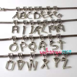 26 Alphabet Letter A Z Charms Bead Fit Bracelet P1286  