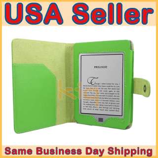 Leather Pouch Case Cover Green for  Kindle Touch with Screen 