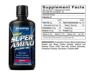 Dymatize Nutrition Liquid Super Amino Berry 32oz NEW  