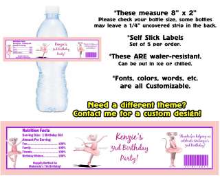 Angelina Ballerina ~ Printed Water Bottle Labels ~ Birthday Party 