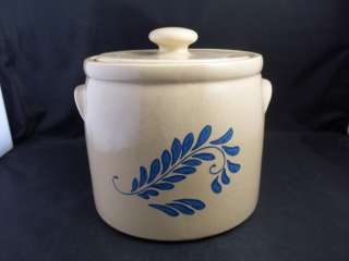 Vintage McCoy USA Cookie Jar Leaf Design Tan Blue in Color  