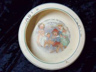 Antique Baby Plate Dish Roseville Pipers Son Vintage  