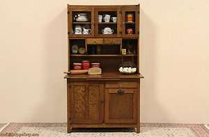 Oak Hoosier 1910 Antique Country Kitchen Cupboard  