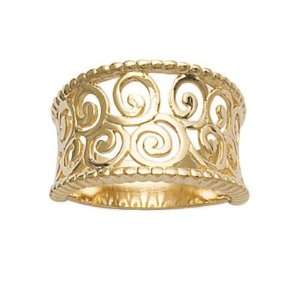  Ladies 18K Gold Plated Antique Greek Open Curve Filigree 