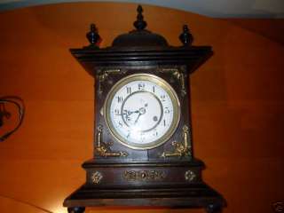 Antique Unghans J German Wooden Mantle Clock 1800s  