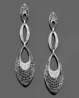   Earrings, Black and White Diamond Triple Drop (2 ct. t.w.)   Diamond