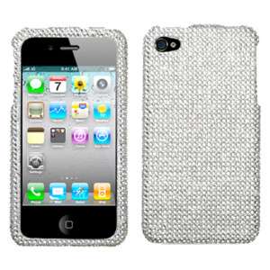 BLING SnapOn Cover Case FOR Apple IPHONE 4G AT&T Silver  