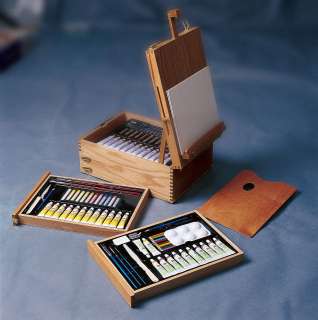   Easel Set~ Full Of Art Supplies~Portable~Wood Box Easel~New  
