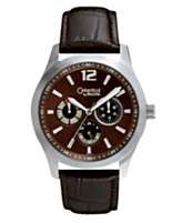 Caravelle by Bulova Watch, Mens Brown Croc Embossed Leather Strap 