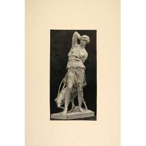  1893 Print Artemis Statue Greek Goddess Hunting Dog 