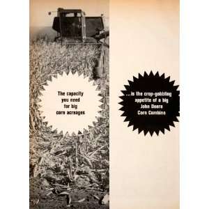  1966 Ad John Deere Corn Combine Attachments Farm Machinery 