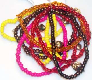NWT 10 Teen/Boho/Gypsy Autumn Beaded Bracelets w/Charms  