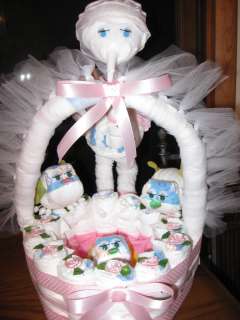 Diaper Stork Basket Baby Shower Keepsake & Centerpiece  