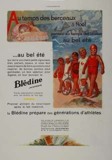 1930 French Ad Bledine Formula Baby Bassinet Children   ORIGINAL 