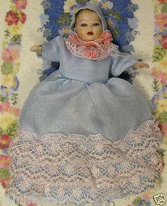 BABY~2 inch girl doll~#3~Heidi Ott blue~Dress outfit~dollhouse scale 