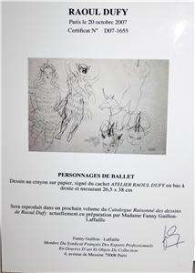 RAOUL DUFY ORIGINAL PENCIL ON PAPERTHE BALLET DANCER  