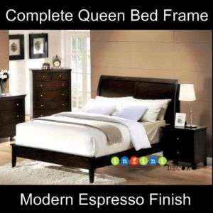 Modern Soho Espresso Queen Size Bed Frame Set Bedroom  
