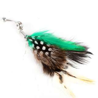   Rhinestone Feathers Long Dangle Hipster Belly Ring Jewelry  