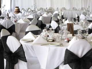20 Black Organza Chair Covers Sash Bow Wedding Party  