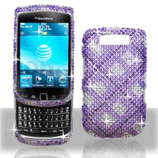 Blackberry Torch 9800 Purple Plaid Rhinestone Case  