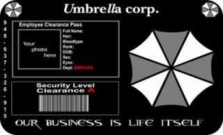 Resident Evil ID Card Umbrella Corp Cosplay Costume Pro  