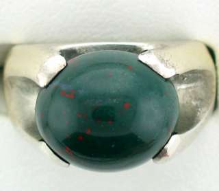 Mens Custom Sterling Silver Bloodstone Ring w/ Appraisal  