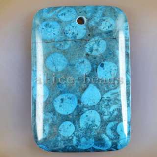 Nipomo Blue Coral Fossil Pendant Bead H123981  