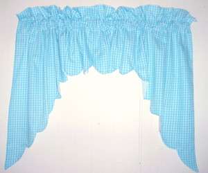 Scalloped Swag Gingham Check Valance 16 colors  