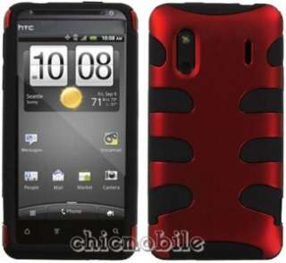   RED Fishbone Impact Case Cover Boost Mobile HTC EVO DESIGN 4G HERO S