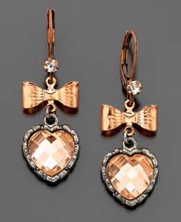 Betsey Johnson Rose Gold Tone Heart Earrings