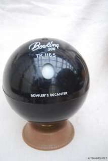 VINTAGE BOWLING BALL DECANTER BOWL 300 TK1165 WITH 6 SHOT GLASSES 
