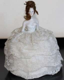 Antique Porcelain half doll pincushion #39 ESTATE  