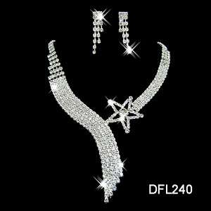   Bridal bridesmaid crystal necklace earring costume Jewelry sets 0240