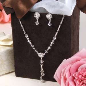Elegant Crystal Drop Wedding Bridal Jewelry Set  