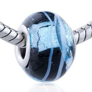   Glass Bead Foil Pale Blue Decoration Fit Pandora Bead Charm Bracelet