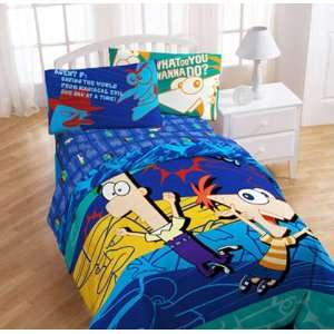  Disney Phineas & Ferb Full Size Comforter & Sheet Set (5 