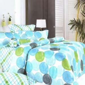 Blancho Bedding   [Blue Marbles] 100% Cotton 7PC Bed In A Bag (Queen 