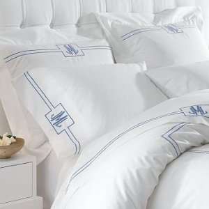   Sonoma Home White Hotel Bedding, Cases, Pair, Monogram, Standard, Blue