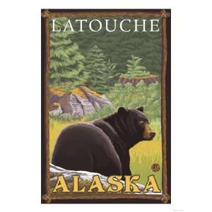 Black Bear in Forest, Latouche, Alaska Giclee Poster Print, 24x32