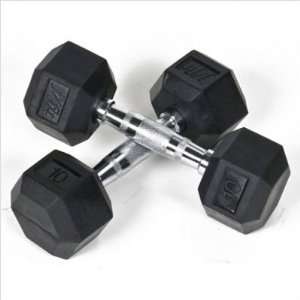   20 6510 2 Pair of 10 lbs Rubber Coated Hex Dumbbells 