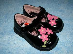 CAROLE LITTLE Black Pink Flowers MJs Shoes Child 6 NWOT  