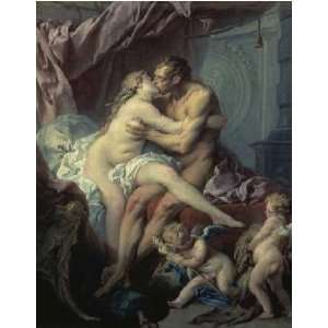  Hercules and Omphale by Francois Boucher. Size 17.38 X 22 