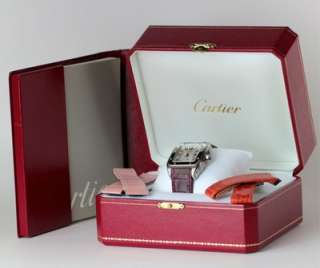 Cartier Watch Santos 100 Steel Medium 3 straps W20106X8 Alligator 