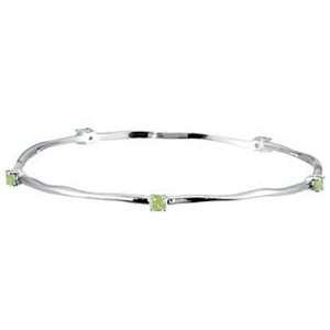  Sterling Silver Peridot Bangle Bracelet Jewelry