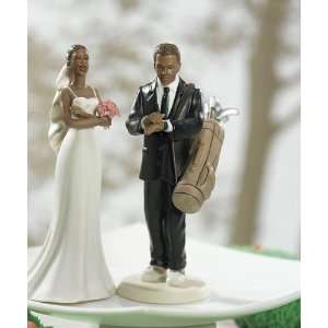   Golf Fanatic Groom and Exasperated Bride Cake Topper