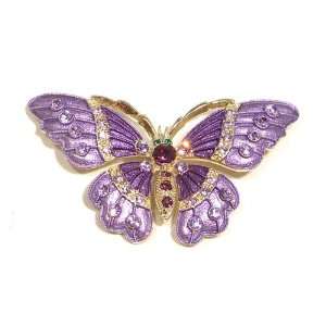   Amethyst Austrian Rhinestone Butterfly Gold Plated Brooch Pin Jewelry