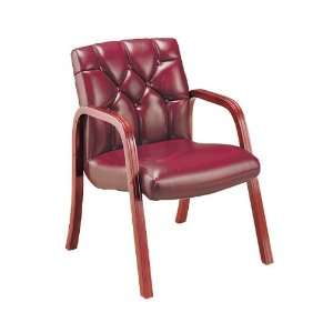   Leather Guest Chair Blackberry Leather/ Walnut Frame